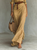 Liora- Elegant Belted Maxi Dress with Lapel Detail
