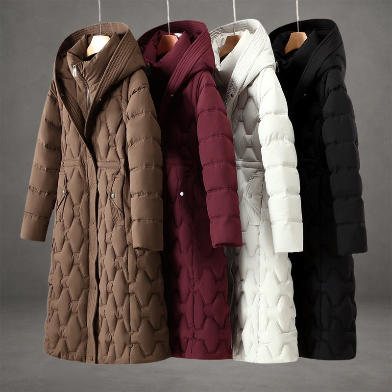 Olivia | Long Quilted Hooded Coat