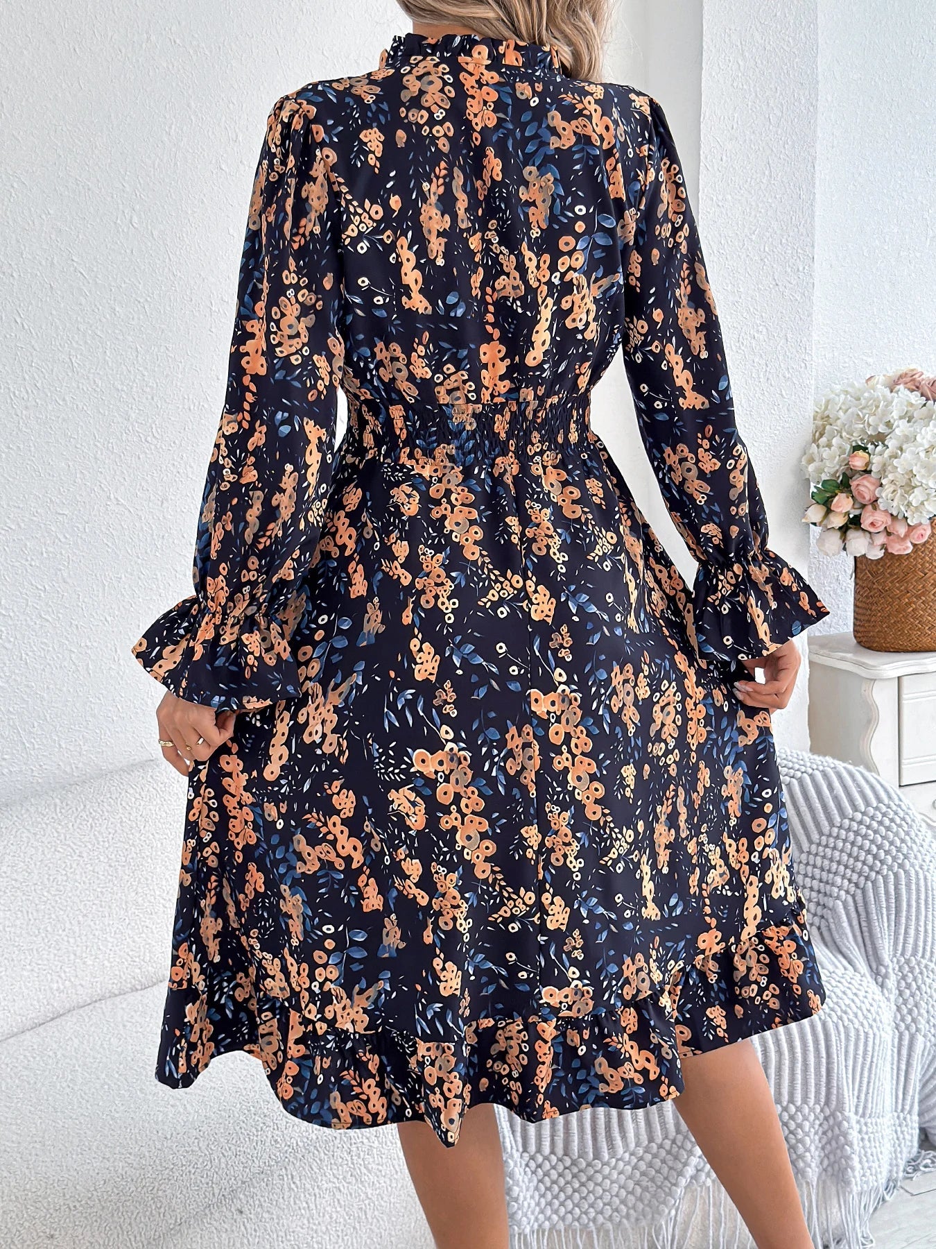 Monique- Elegant Floral Print Dress