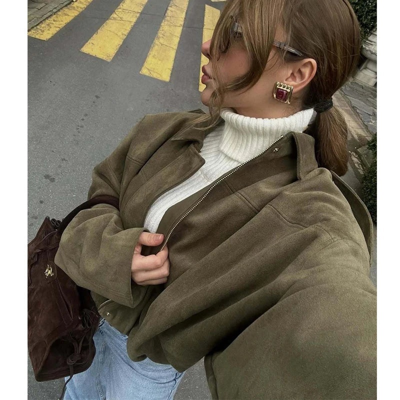 Olivia- Suede Bomber Jacket