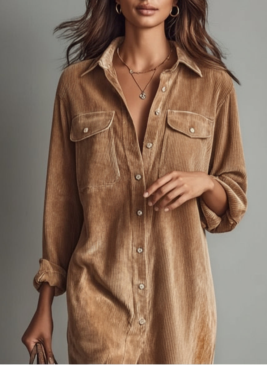Beatriz | Corduroy Loose-Fit Midi Dress