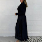 Claudia | Maxi dress with a knit top and pleated skirt
